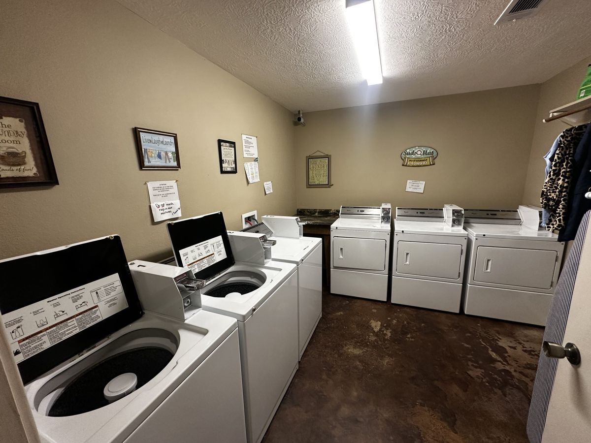 On-site laundry room with washers and dryers at Red Cloud RV Park Silsbee